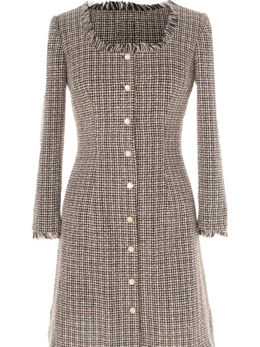 GABBY SKYE Long Sleeve Button Front Bouclé Dress
